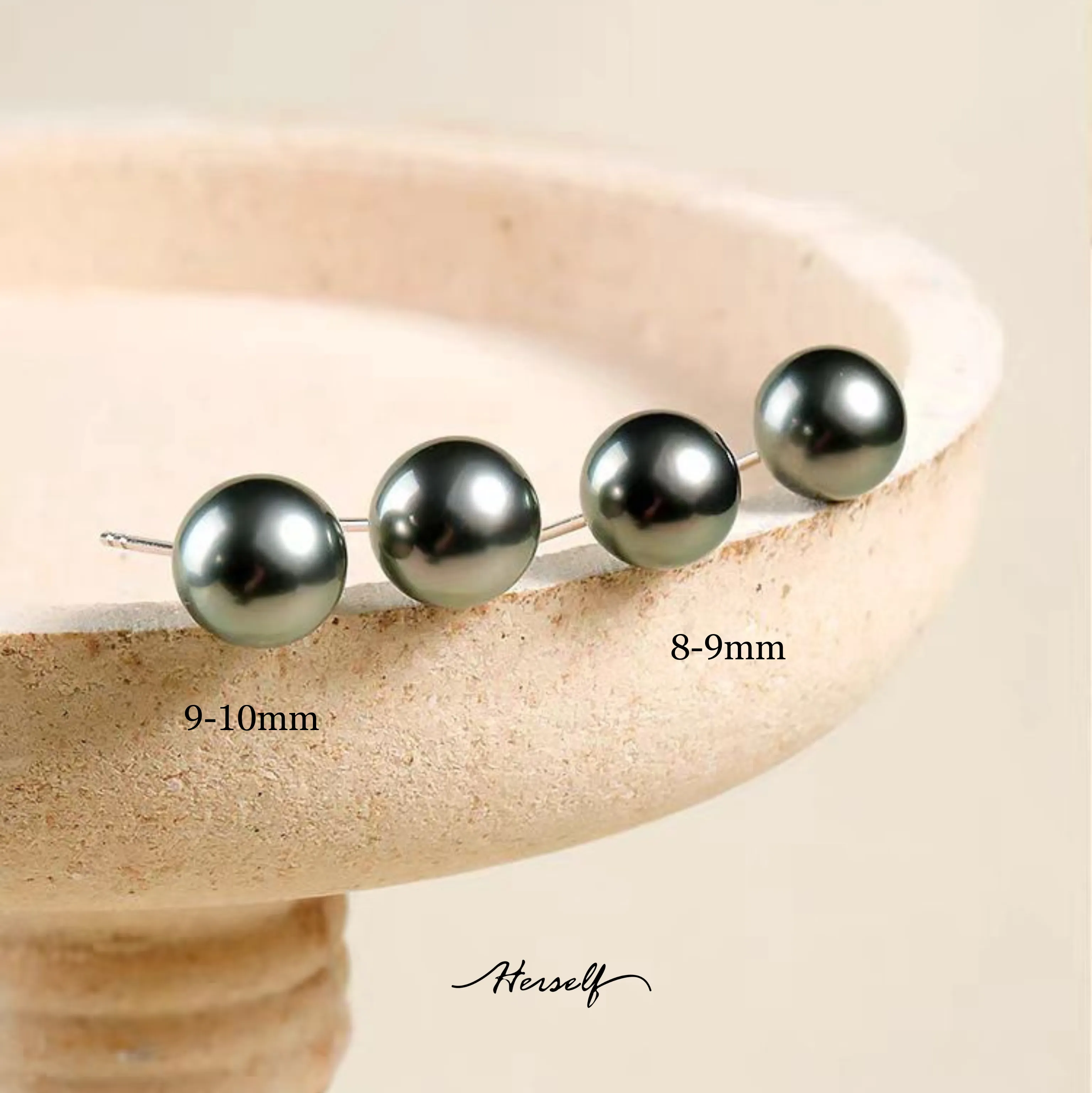 Tahitian Pearl Earring Studs - 8-9mm/9-10mm
