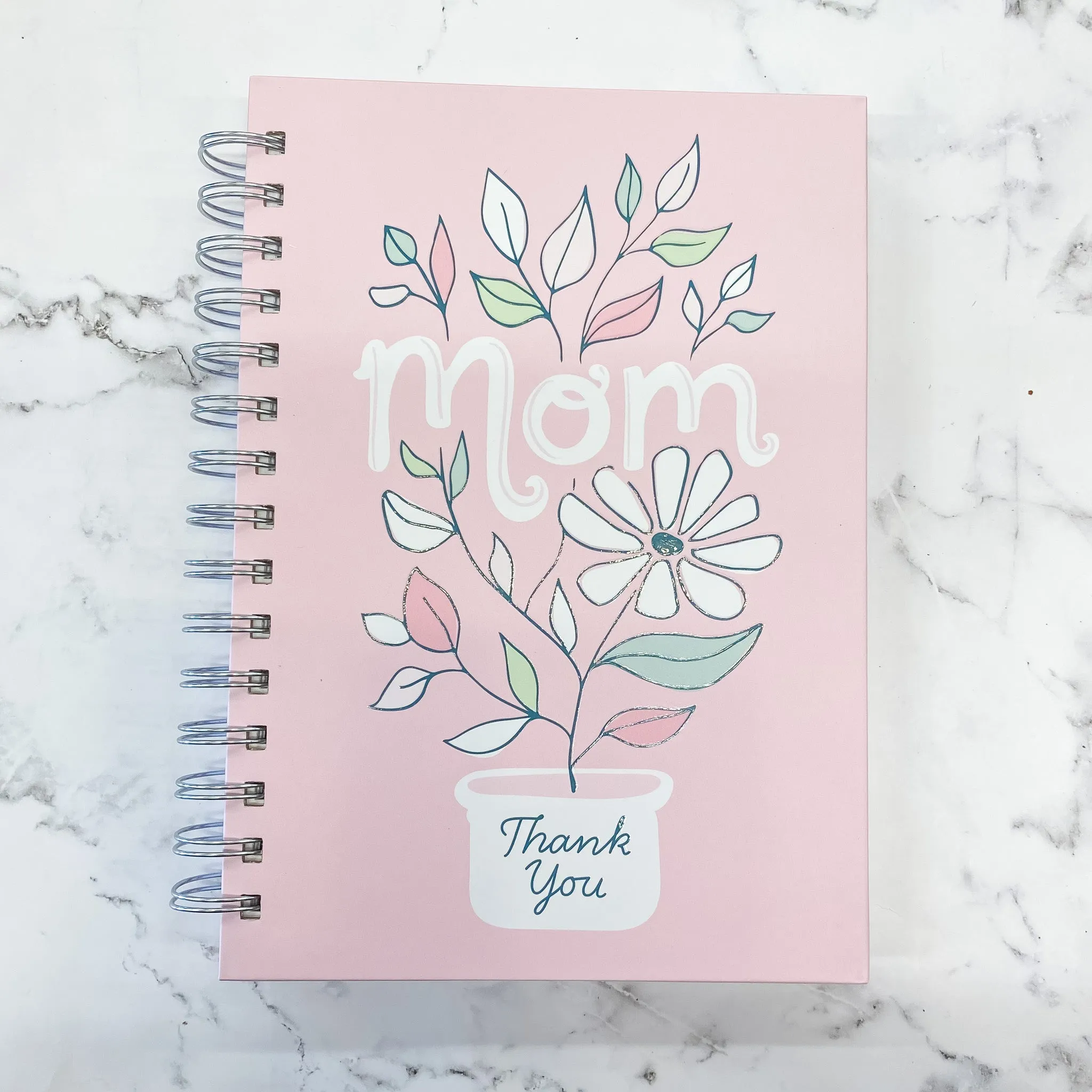 Thank You Mom Pink and White Daisy Journal