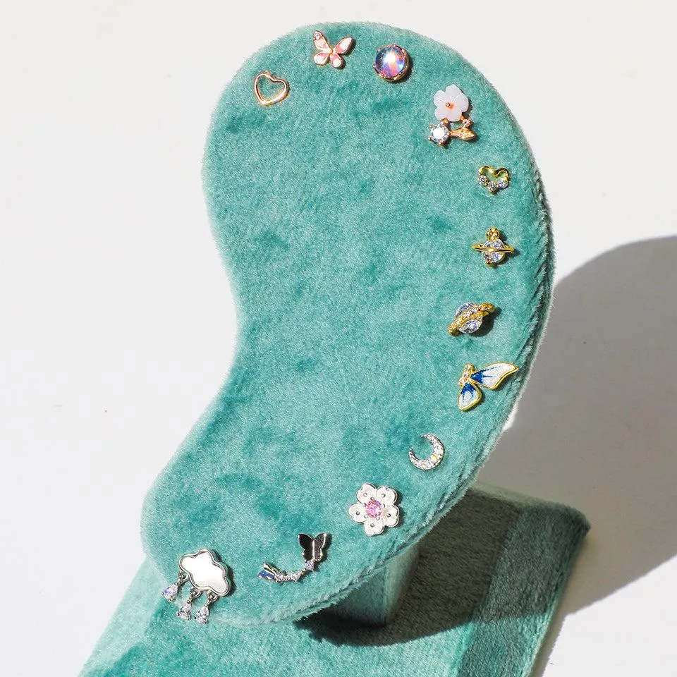 Tiny Shimmering Heart Studs