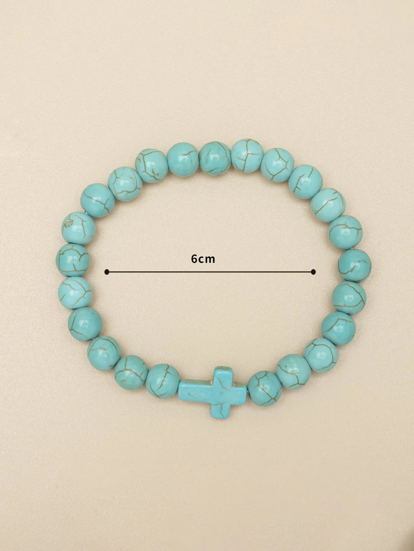 Turquoise Cross Decor Beaded Bracelet for Women Crafted Jewelry Stackable