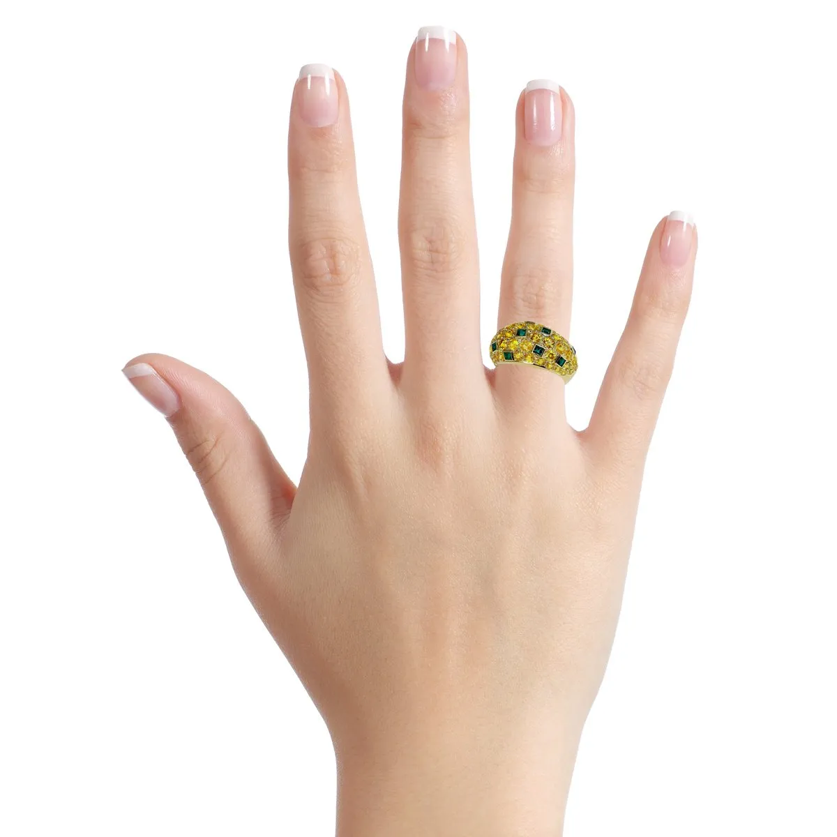 Van Cleef & Arpels Yellow Sapphire Emerald Gold Bombe Ring