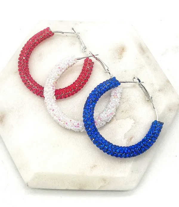 White Glitter Hoop Earrings