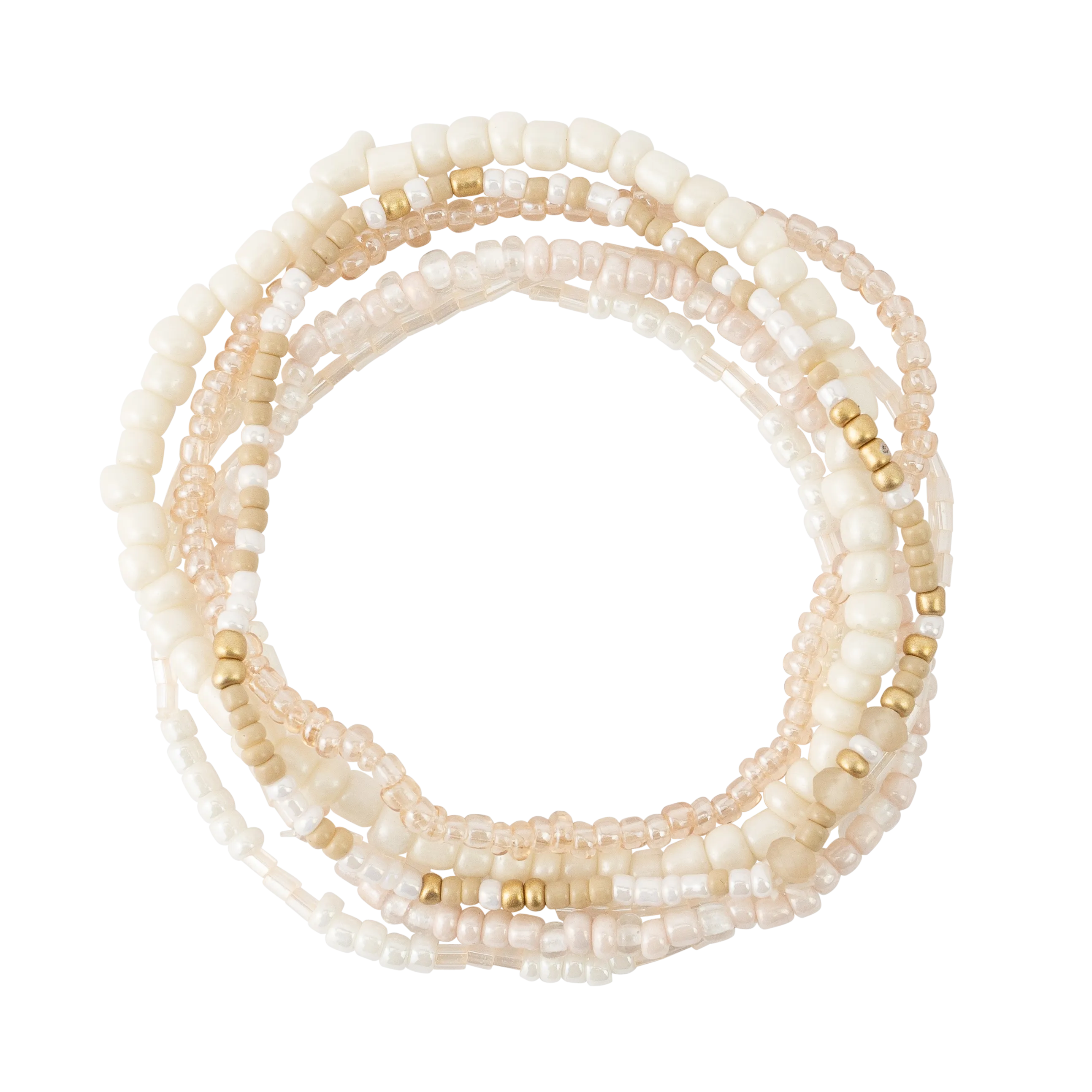 *White Tones Seed Bead Stackable Bracelet Set