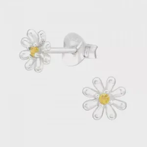 Yellow Daisy Silver Stud Earrings